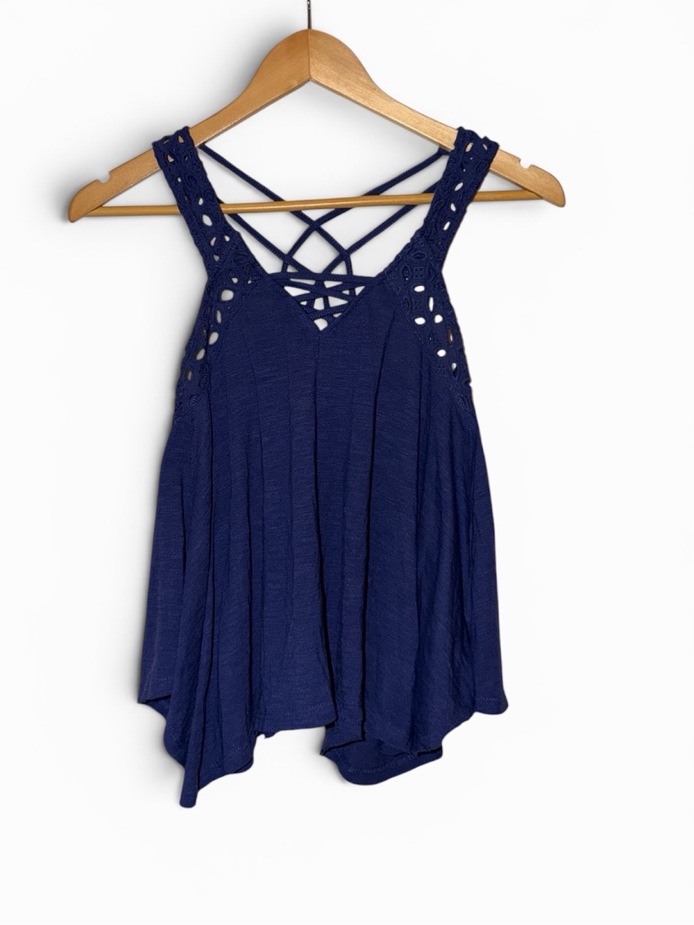 Rue21 Navy Crochet Lattice Back Tank